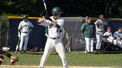 Ho steps up to the plate during a game last week and showed his power with a three run homerun last friday vs Holliston. Photo by Malcolm Cheney