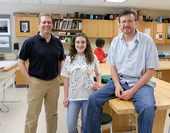 Journalism for the 21st Century teachers Mr. Haas and Mr. Worrell pose with Editor in Chief Jenn Tate. Photo by unknown.