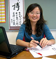 Jiling Pan, an exchange teacher from Ping Xiang High School in Jiang Xi, China, is the new Mandarin and Chinese Culture teacher at Hopkinton High School. Photo by Kayla Sullivan