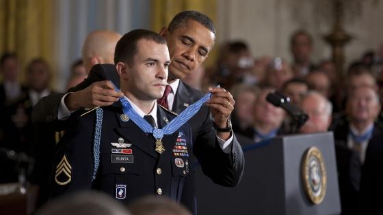 Sgt. Giunta receives the Congressional Medal of Honor from President Obama, November 16th, 2010. Photo by: Chuck Kennedy, White House Photographer