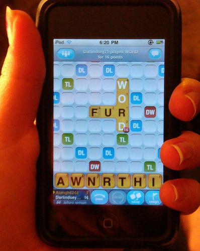 An HHS student playing the popular Apple app Words with Friends.  Photo by Allison Langh