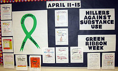 The bulletin board for Green Ribbon Week. Photo by Meghan Fleming 