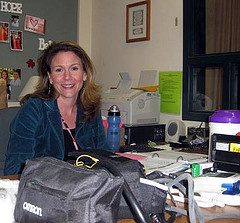 Hopkinton High School Nurse, Sarah Patterson, at her desk. Photo by Meghan Fleming 
