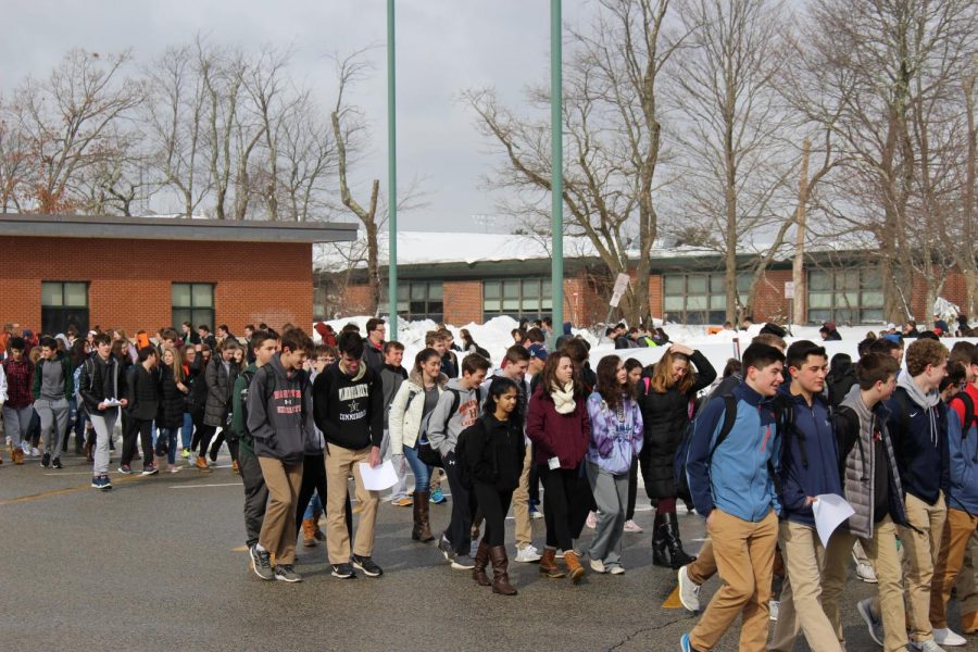 A group of students participating in the walkout. Photo by: Sam Cote