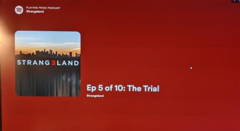 Strangeland's album art with a red background