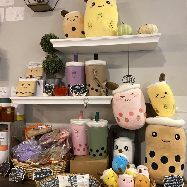 A display that sits inside Cha Cha N Beans, an homage to how popular boba tea has become in the past few years.