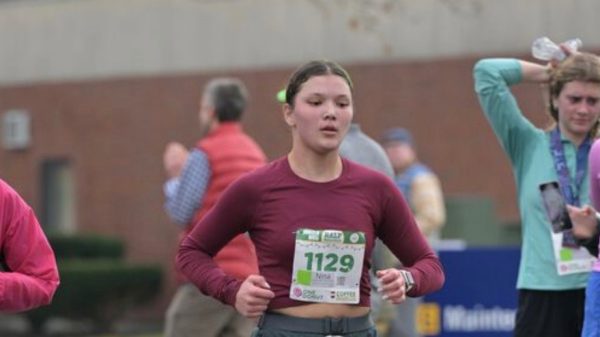 Nina Brookes trains for the Boston Marathon. (photo by Christina Galego)