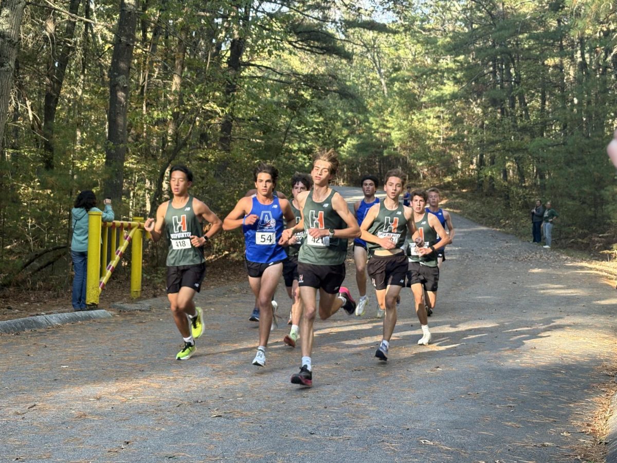A group of runners lead the a breakaway pack in Ashland State Park. “I think both the boys and the girls should do well. Ashland is a pretty strong team. So it’ll be a good challenge,” coach Jean Cann said.