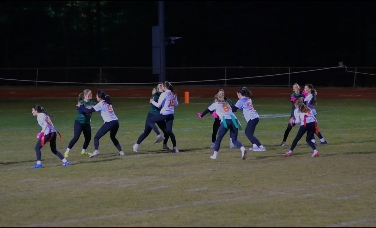Juniors and Seniors show determination and teamwork as they compete for this year’s powderpuff title.